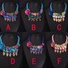 6 Farbige Edelsteine Blume Gewebtes Kurzes Schlüsselbein-Halsband Übertriebene Damen-Accessoires