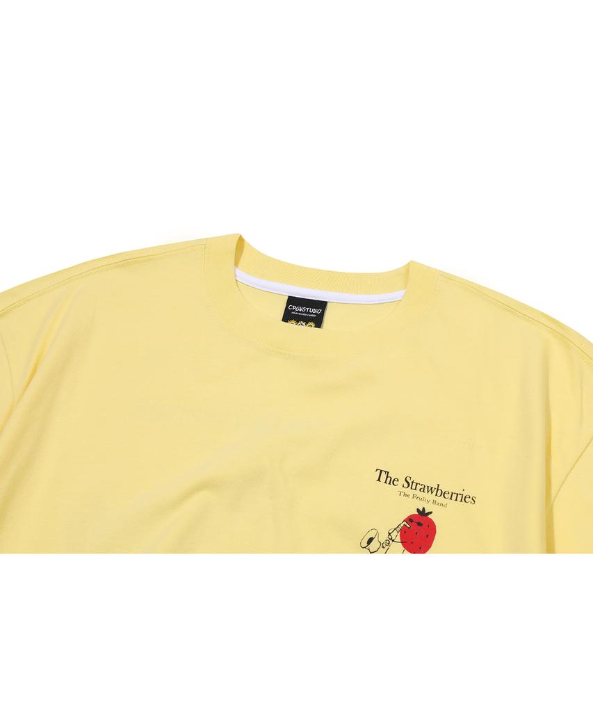 CPGN STUDIO Strawberry Band Short Sleeve T-Shirt Lemon