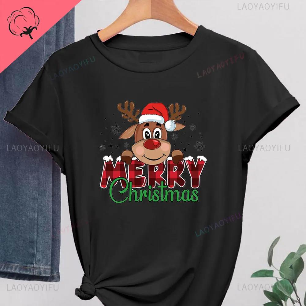 Merry Christmas Moose Graphics Tshirt Women Christmas Shirts Cute Funny Christma Tops Retro Christmas Tee Comfort FaUnisex TShirt S
