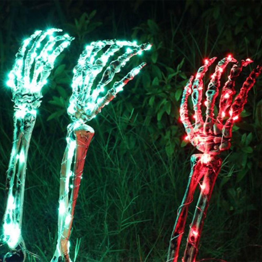 Exquisite Lighted Skeleton Hand Props Handmade Plastic Glowing Skeleton Hand Weatherproof Battery Operated