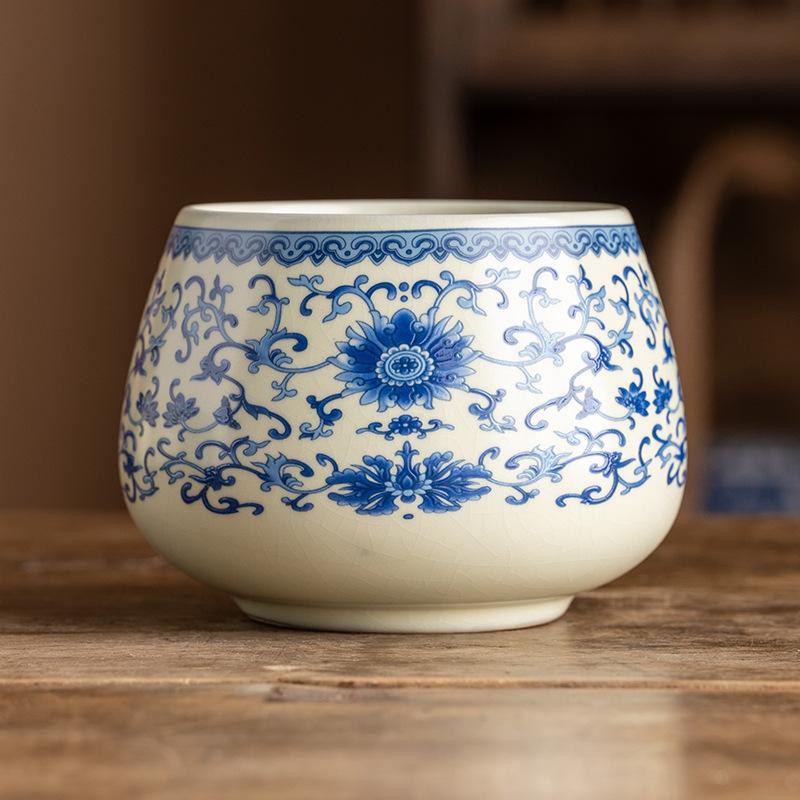 High-grade Ru kiln ceramic simple household retro water basin tea washing Jianshui light luxury tea water tank tea bucket kung fu tea residue tank