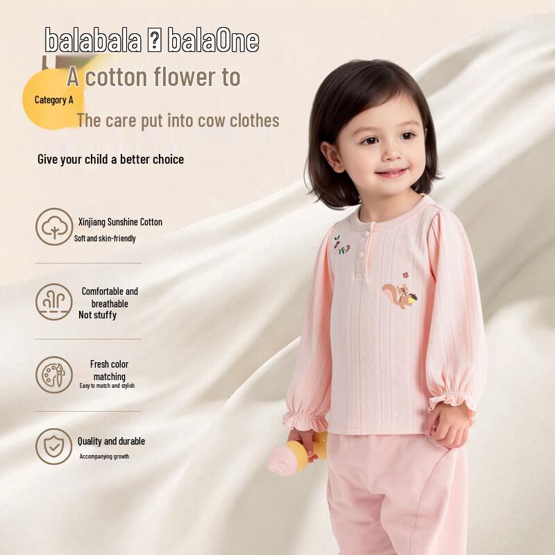 Balabala Girls' 100% Cotton Long-Sleeve Graphic Tee