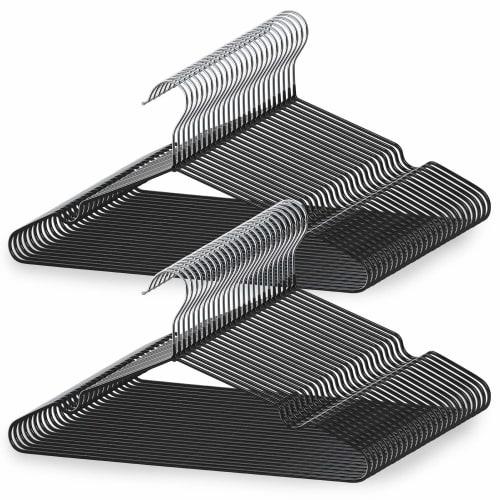 Lot's Black Laundry Hangers with Special Rubber Coating for Non-Slip Suits, Slim Fit, Heavy-Duty Laundry Racks, Pants Storage, and Pants (3-Month Manu