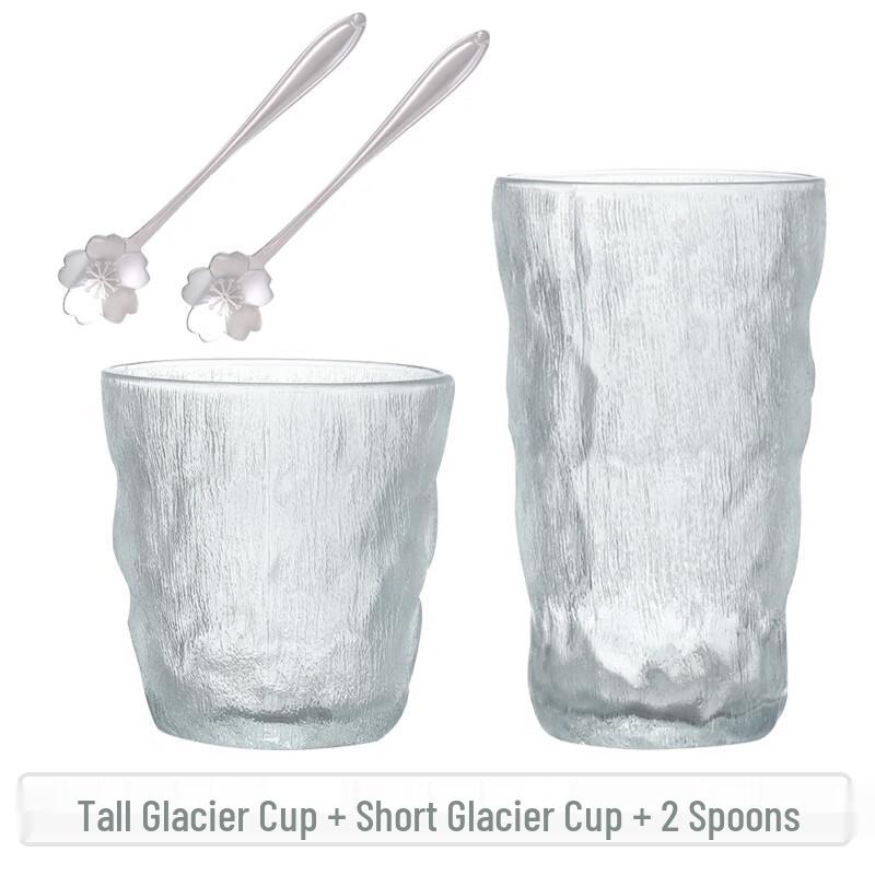 

Zhao Ran Glacier Pattern Glass Cup Set with Spoons