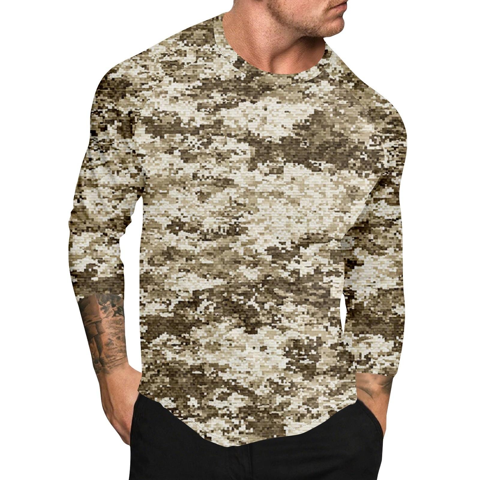 

Camouflage Style Printed Raglan Sleeves Men s Short Sleeved Top XL коричневий