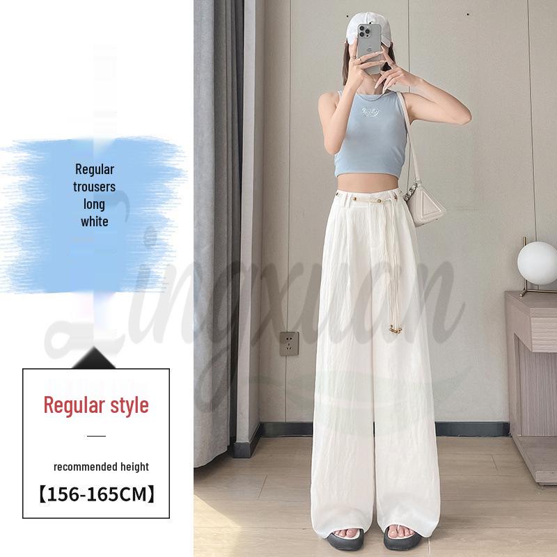 Summer 2026 Ice Silk Cotton-Linen Wide-Leg Sun Protection Pants - Women's Casual Thin Yamamoto Style