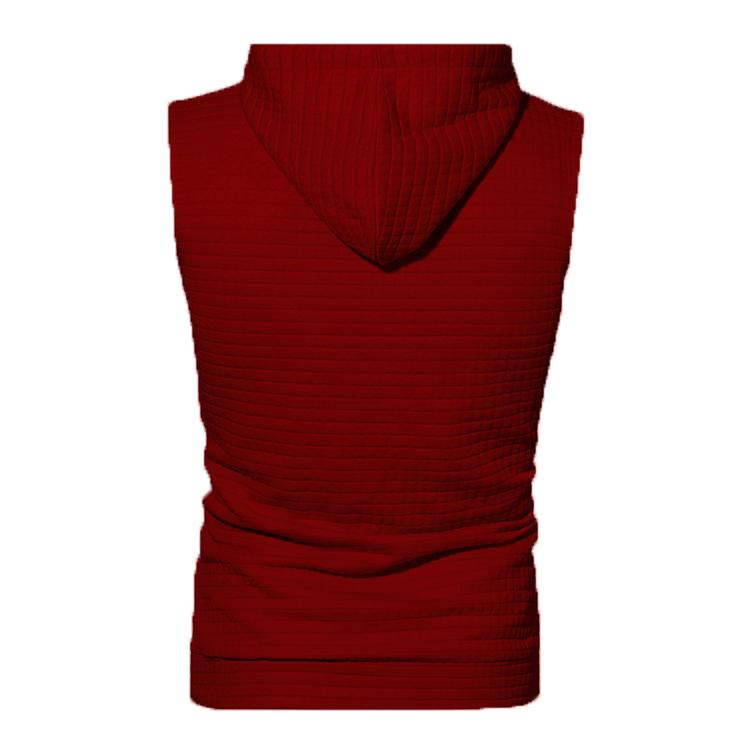 Men's Jacquard Hooded Sweatshirt Sleeveless Solid Color Knitted Hooded Sweatshirt Pullover Vest Men's Clothing