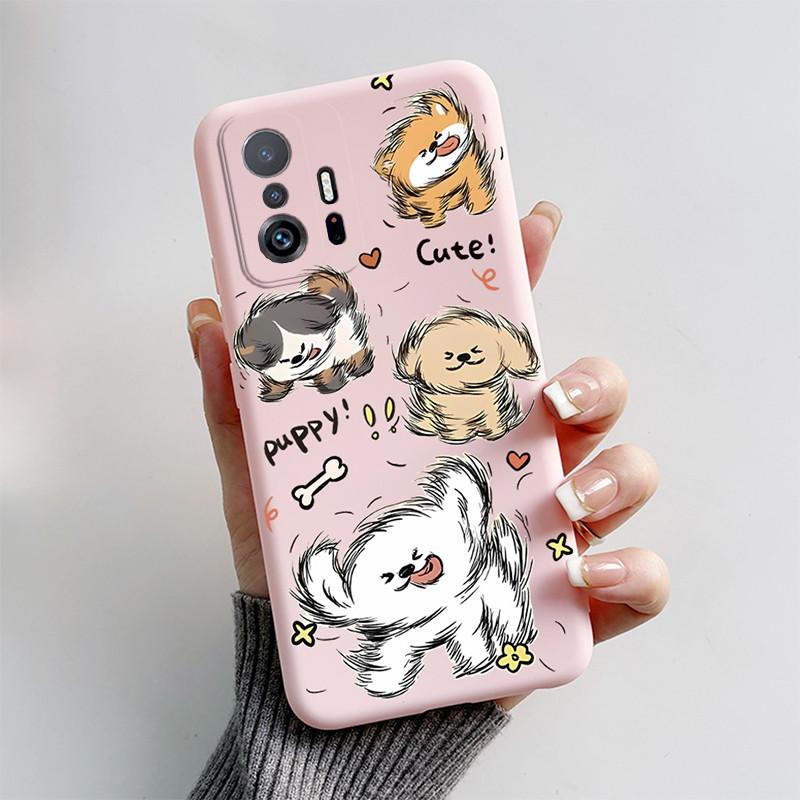 Handyhülle Für Xiaom Mi 11T 11 T Pro Funda Niedliche Katze Cartoon Hund Fuchs Hülle Xiaomi 11T Mi11T Pro Matte Weiche TPU Rückseite Bumper