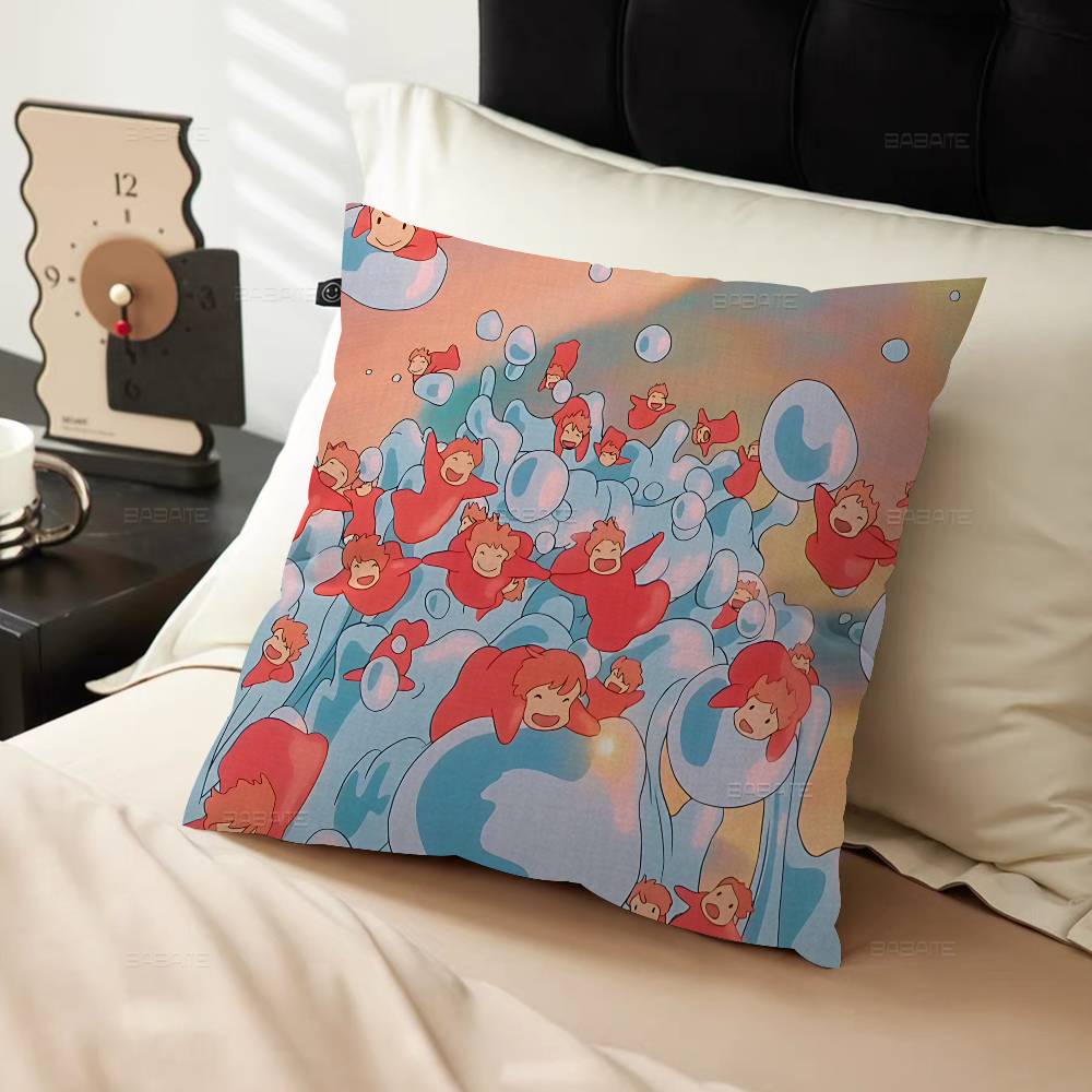 Cute P-Ponyo Movie On The Cliff Cushion Cover Pillowcase Upholstery Sofa Throw Pillow Home Decor Pillowcas