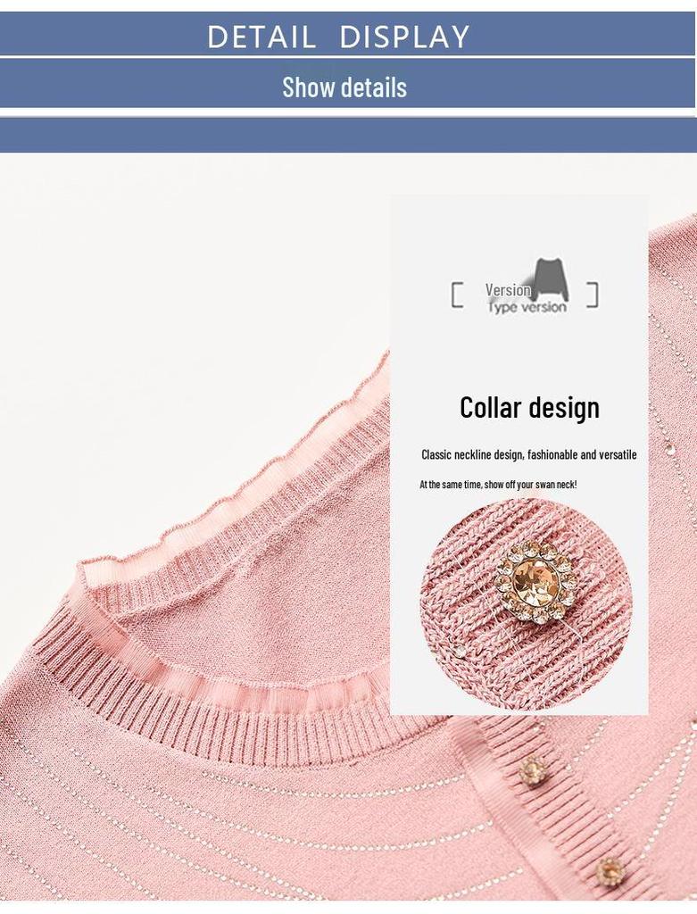 Mother's Day 2026 Ice Silk Short-Sleeve Blouse - New Style, Lightweight Knit for Middle-Aged & Elderly Women