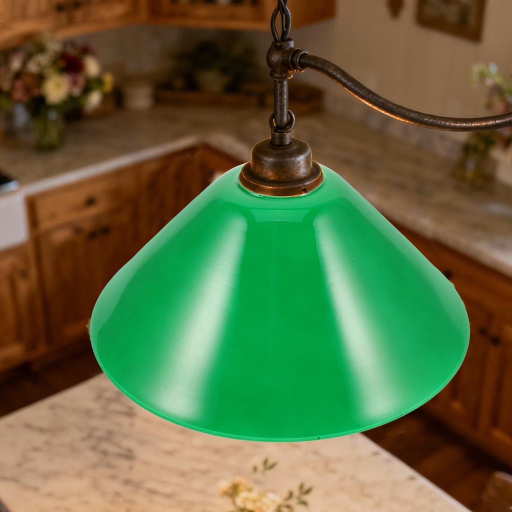 Green Vintage Glass Lamp Shade E27 Bell Design Table Lamp Replacement Shade for Study Room Library Office Desk Soft Illumination