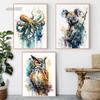 Aquarell Wildtiere Canva Ölgemälde Druck Poster Abstrakt Faultier Krake Flamingo Vogel Französische Bulldogge Hund Poster Heim Wandkunst