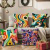 Abstract Geometric Pattern Pillow Case Silky Short Plush With Invisible Zipper Dustproof Sofa Cushion Cover For Home Decor