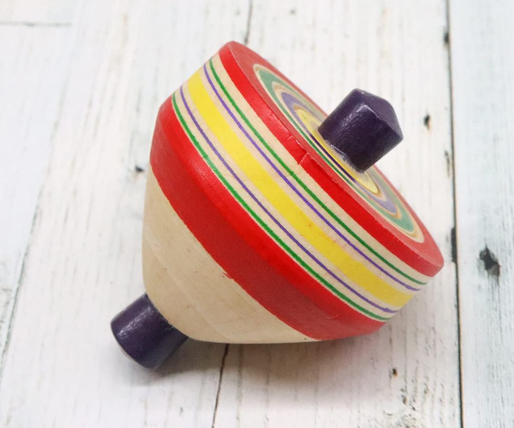 Castle Enterprise Traditional Wooden Toy Red Throwing Inches Top, 2.5
