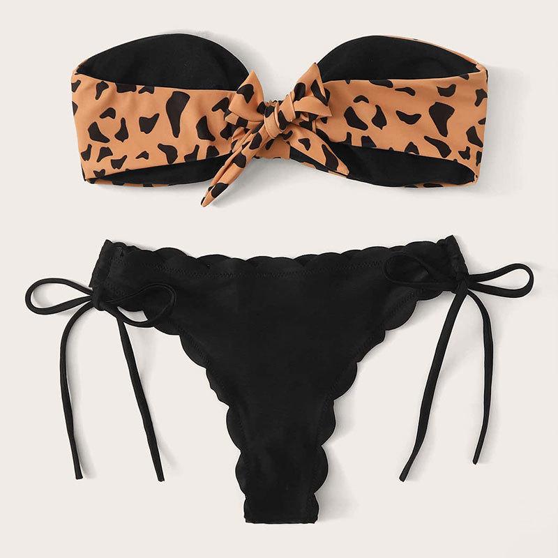 2024 Leopard Print Lace-Up Bikini: Women's European & American Style