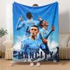 Man City Foden Spieler Collage Druck Flanell Überwurf Weiche Plüschdecke für Sofa Couch Schlafzimmer Fußballfan Heimdekoration