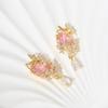 Multicolor Zirconia Floral Leaf Copper Charms, Golden Plated DIY Pendants for Earring Necklace Craft Making