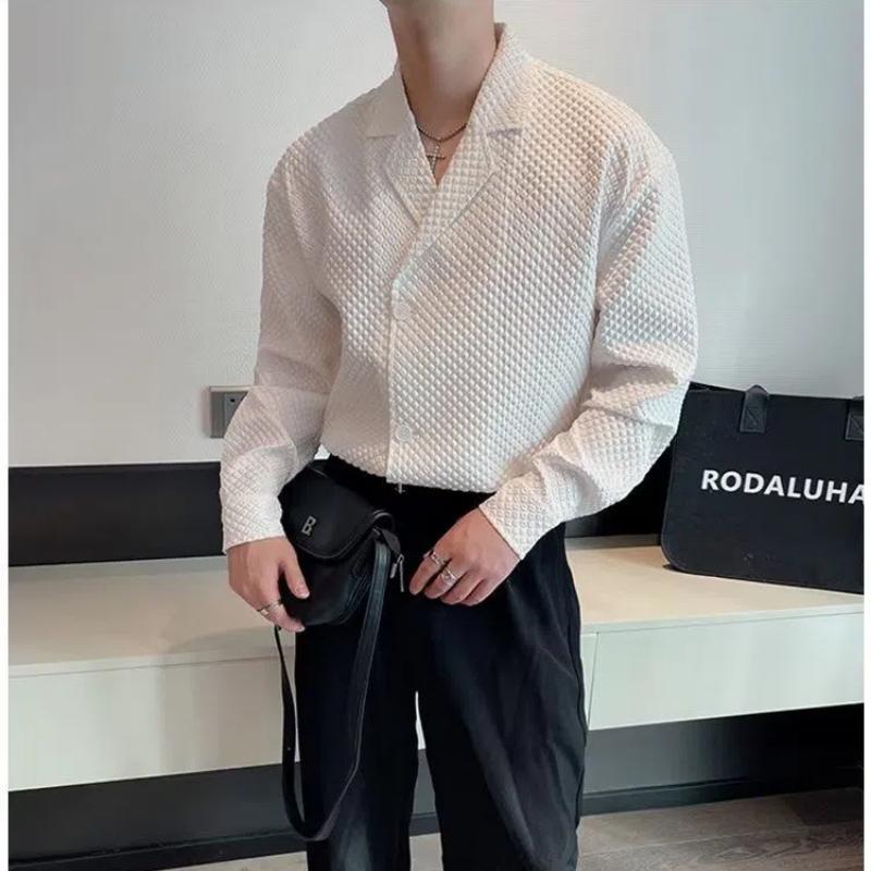 Spring Autumn New Fashion Tailored Collar Long Sleeve Solid Cardigan Men's Clothing Korean Loose Trend All-match Hip Hop Shirts