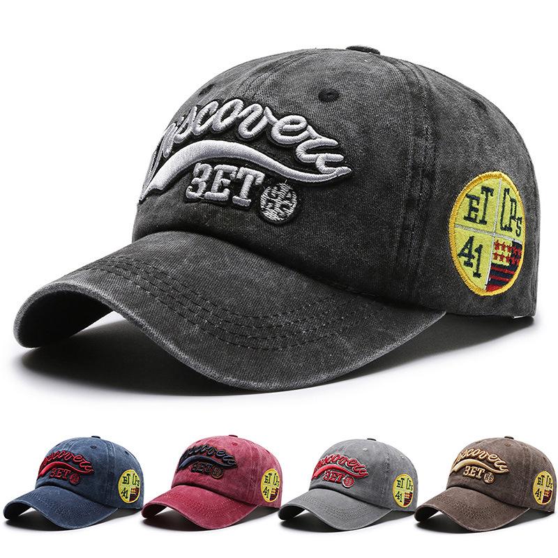 

Unisex Spring & Summer Washed Denim Baseball Cap - Korean Street Style Fashion Sun Hat Adjustable кавовий