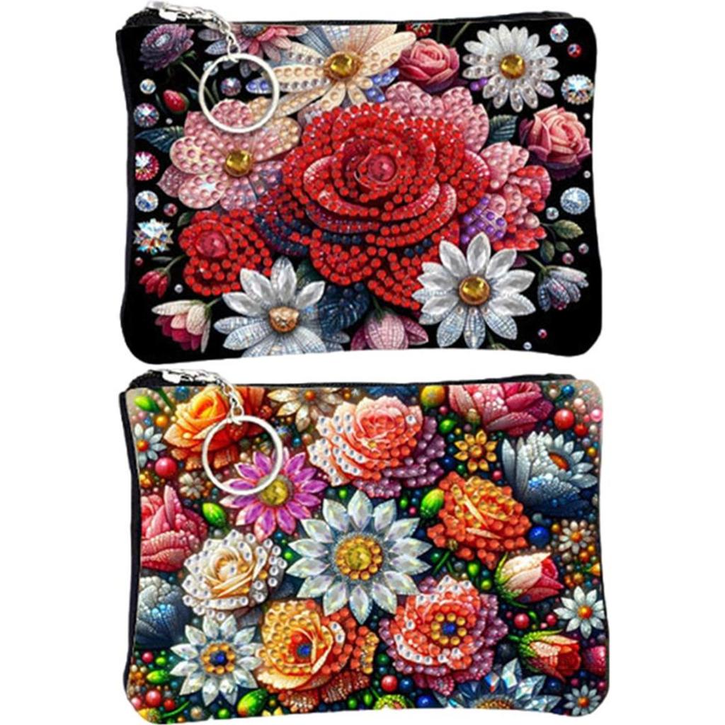 DIY Diamond Painting Bling Rhinestone Makeup Bag Zipper Closure Diamond Dot Diamond Card Pack Large Capacity for Home Decor Gift
