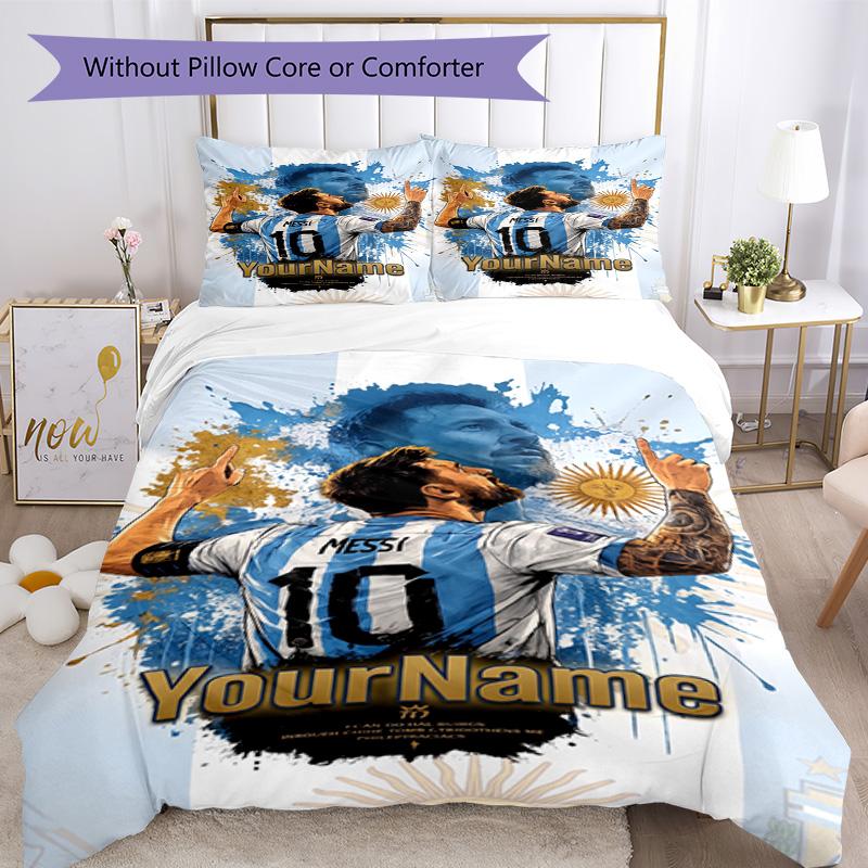 Messi 450 Customize your name Bedding Set Breathable Duvet Cover with Pillowcases Home Decoration Birthday Gift