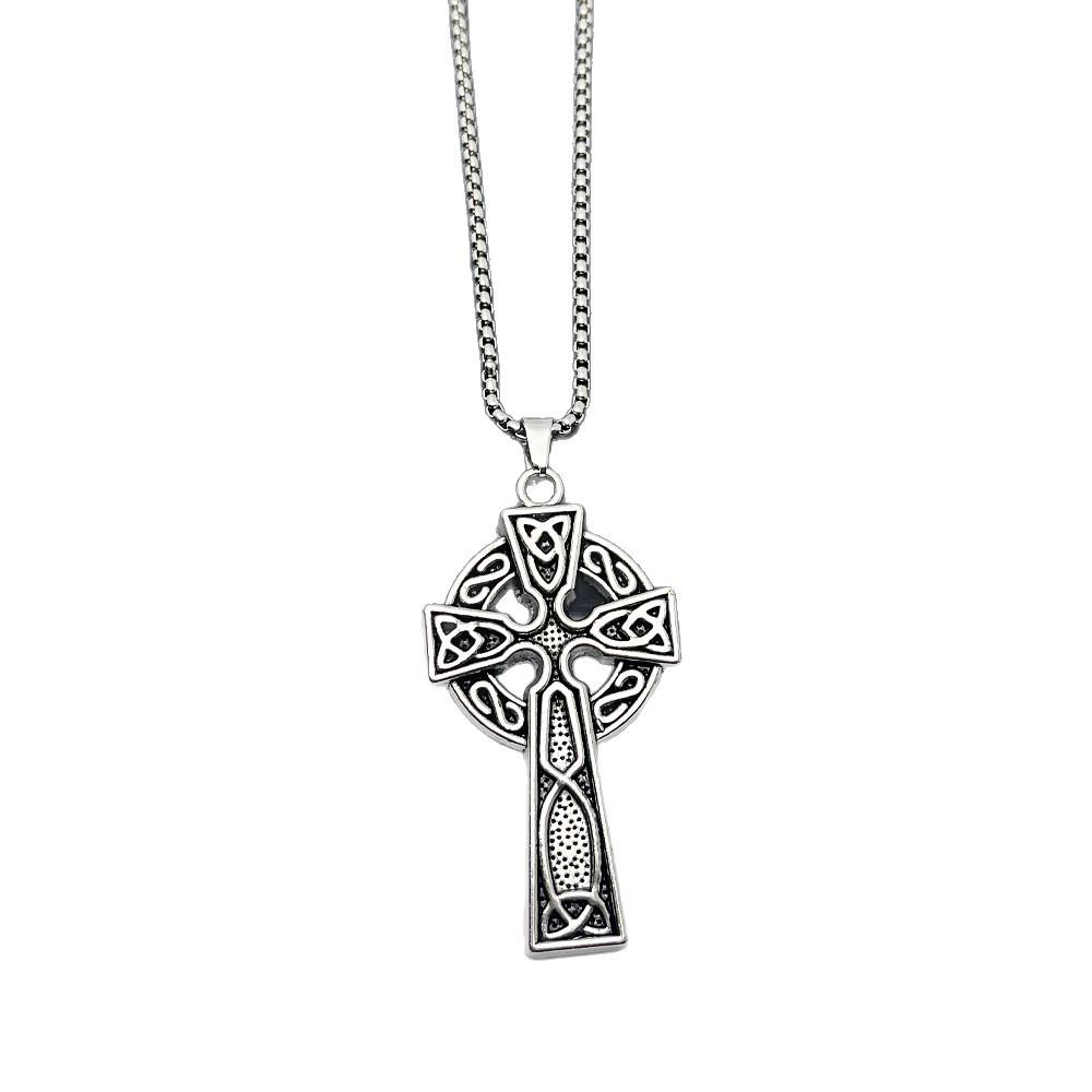 Vintage Celtic Cross Titanium Steel Pendant Necklace for Men - Gothic Punk Style
