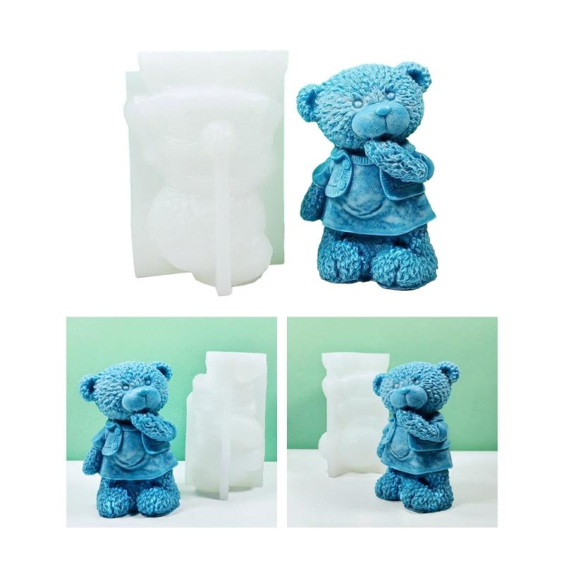 Bear Ornaments Dripping Glue Mold Diy Gypsum Ornaments Aromatherapy Candle 3d Stereo Standing Bear Candle Silicone Mold