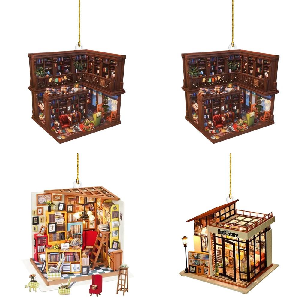 Acryl Auto Interieur Decoratie Met Boekenkast Ontwerp Voor Kerstcadeau Ideeën