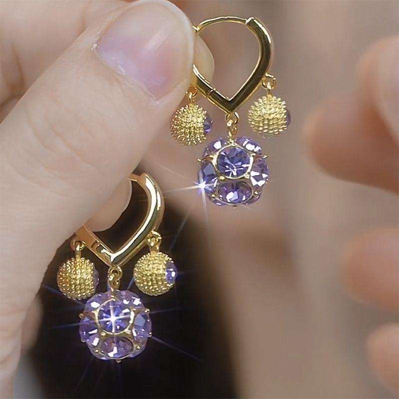 

New Elegant Accessible Luxury Earrings Best Selling Purple Diamond Classy Tassel Durian Elegant Jewelry Female Stud Earrings 2220#(purple) durian earrings S