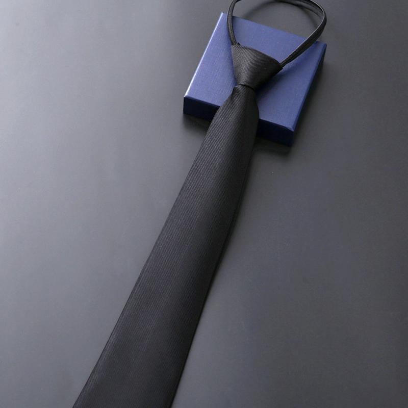 1Pc Wedding Lazy Business Fashion Solid Color Casual Striped Men's Zipper Necktie Zip Up Neck Tie