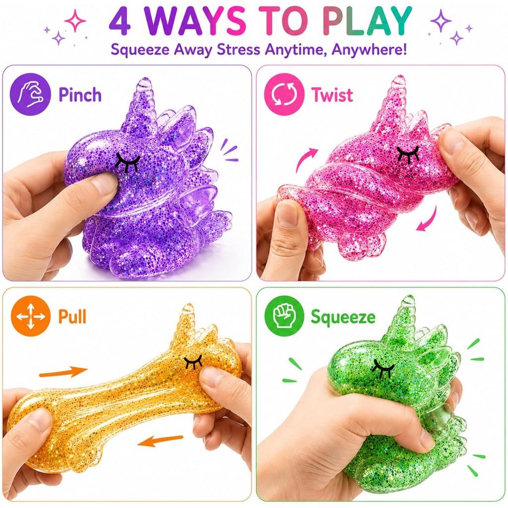 Unicorn Squishy Squeeze Toys Glitter Sugar Squishy Relief Fidget Toys Slow Rising Toy Stocking Stuffers Birthday Gifts