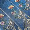 1-Panel Luxury Blue Embroidered Sheer Curtain - Light Filtering, Vintage Flower Pattern, Lace Voile Draperies for Living Room, Bedroom, Dining Room