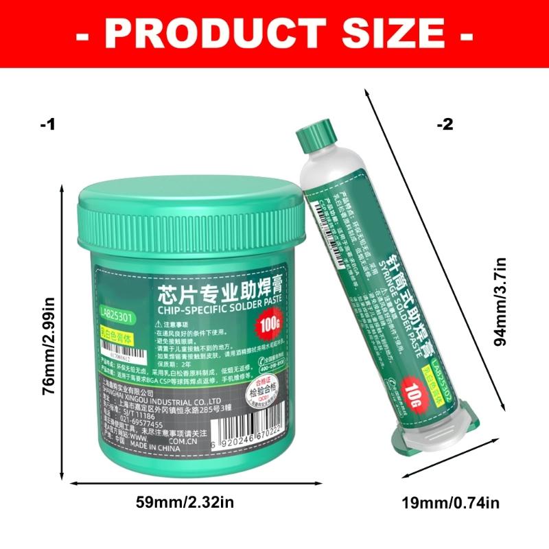 High Performances No Clean Solder Flux Paste For BGA CSP Repair Electronics Soldering With No Clean Formula 100g/19g