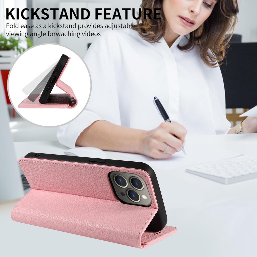 For iPhone 14 Pro Max Case RFID Blocking Strong Magnetic Leather Wallet Phone Cover