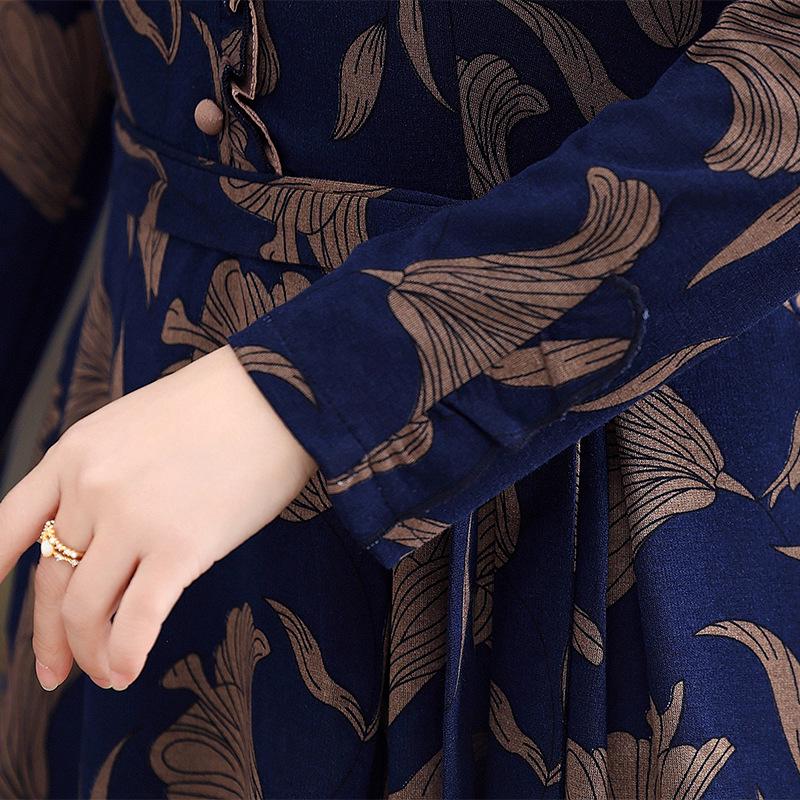 Rochie lungă elegantă de primăvară/toamnă pentru femei de vârstă mijlocie și vârstnice - Slimming, la modă și disponibilă în mărimi mari