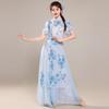 Women's Chinese Traditional Dance Dress, Bamboo Print Cheongsam Style Flowy Practice Costume For Tea Art & Folk Dance