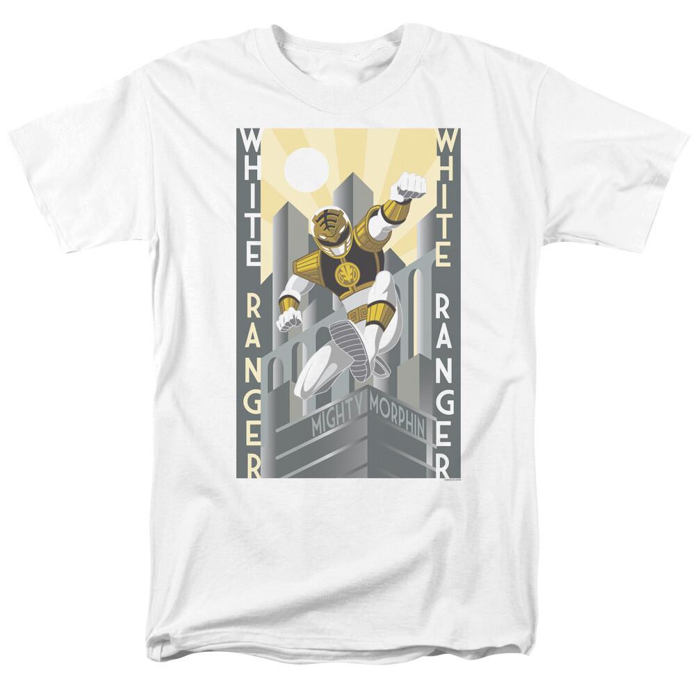 Mighty Morphin Power Rangers White Ranger Duo T Shirt Mens Licensed Tee White L