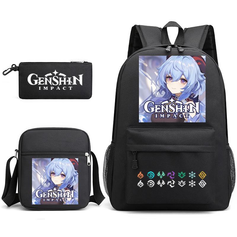 Genshinimpact Yuanshen School Bag Three-Piece Pencil Case + Shoulder Bag + Backpack 3-piece set