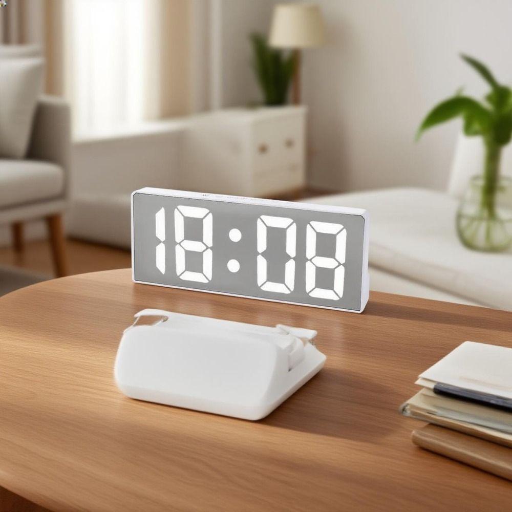 Temperature Display Electronic Table Clock Luminous Mirror LED Digital Clock  Office