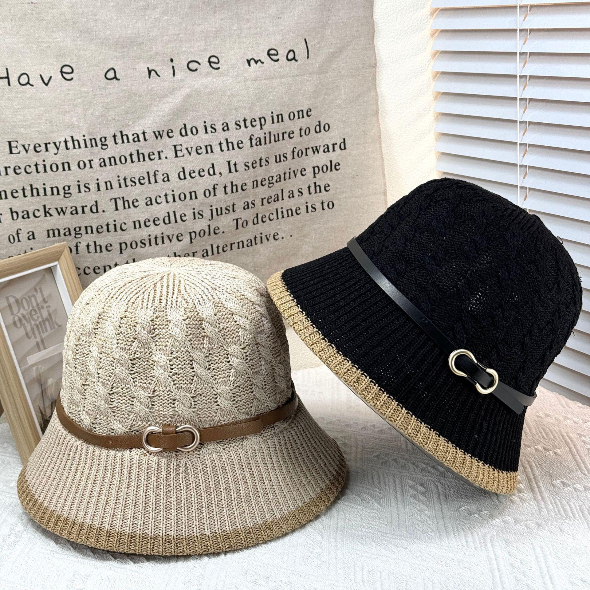 

Korean-Style Summer Knit Fisherman Bucket Hat - Women s Versatile, Foldable, High-Quality Design Adjustable 54-58cm бежевий