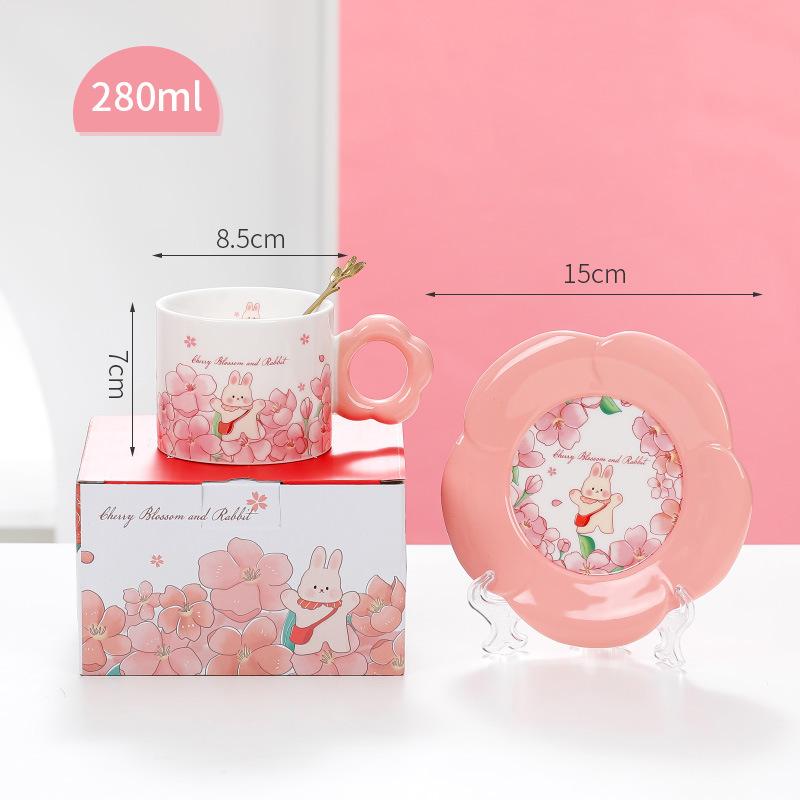 High value ceramic cup Internet celebrity same cartoon tulip home office girls coffee water cup souvenir cup