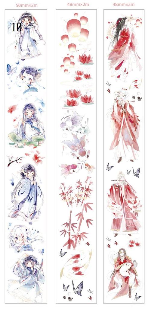 Mami Kobo PET Masking Tape with Release Boy and 3 Rolls Handmade Fancy Overseas Masking Tape Paper, Figures, Girl, Total, Decoration, Parts,