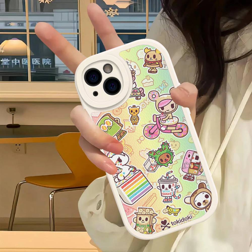 Japan T-Tokidokis Phone Case For iPhone 16 15 14 13 12 11 Pro Max Plus Soft Leather Cover