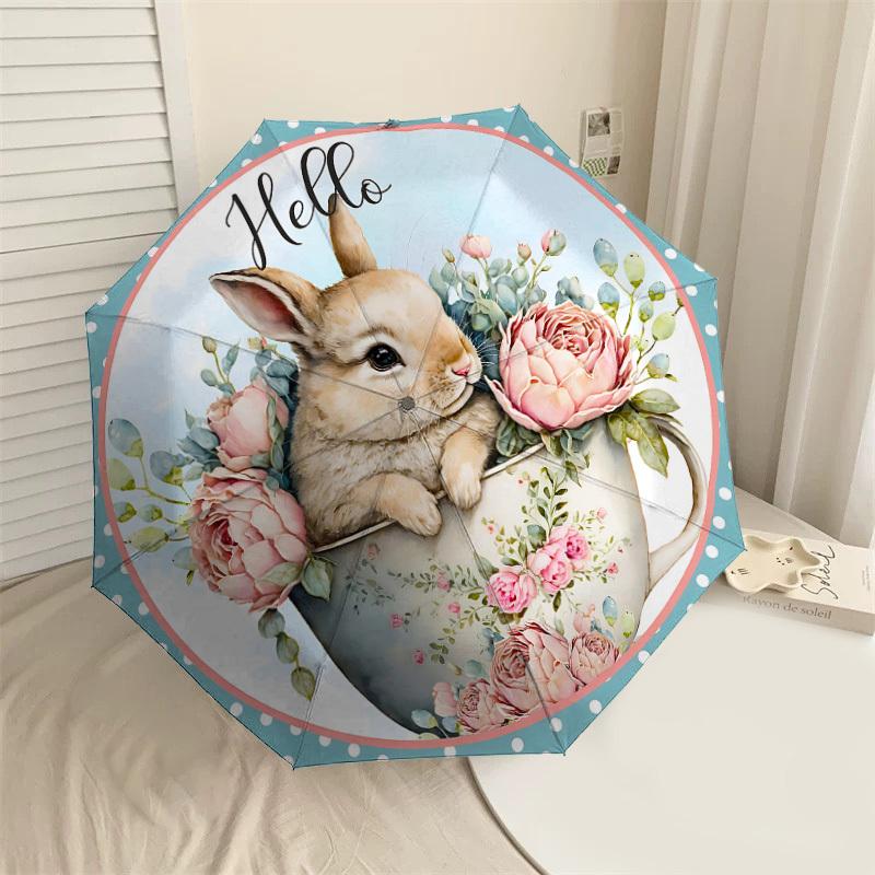 

1PC Rabbit Teacup Umbrella-8-Rib Reinforced, Automatic Open, Lightweight & Durable, Cute Fashion Accessory for Outdoor-A1250