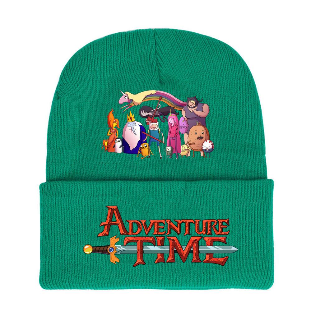 Adventure Time Cartoon Print Acrylic Knit Hat Winter Warm Unisex Beanie For Adults Teens