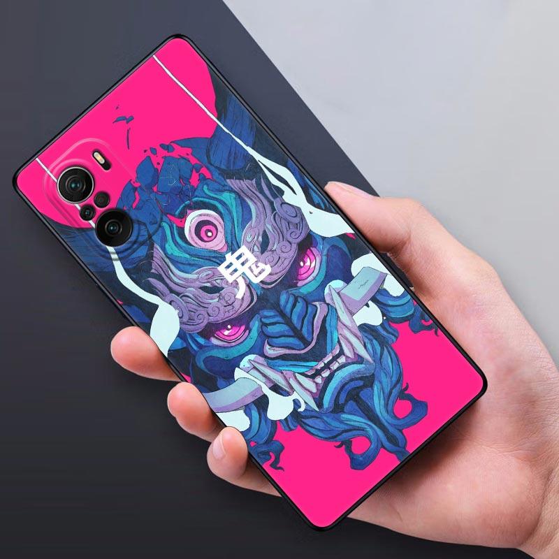 Samurai Oni Mask Tattoo Dragon Art Poco X3 NFC Case For Xiaomi POCO F3 F4 F5 Pro X3 X4 Pro 5G GT X5 M3 M4 M5 C51 C55 Phone Cover