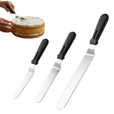 3 Stück/Set Cremespatel, 6/8/10 Zoll Edelstahlklingen Offsetspatel, Ergonomischer Anti-Rutsch-Griff Tortenspatel für Tortendekoration, Backen & Konditorei
