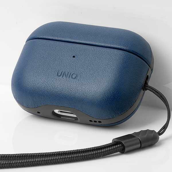 Etui Do AirPods Pro 2 Gen UNIQ Genuine Leather Niebieskie