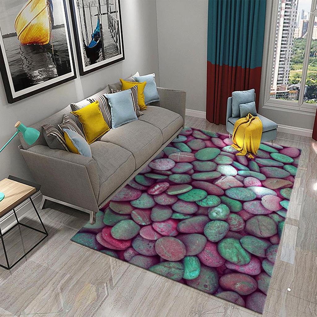 3D Simple Stone Carpets for Kitchen Bathroom Living Room Bedroom Teenager Room Decoration Carpet Entrance Anti-slip Area Mats