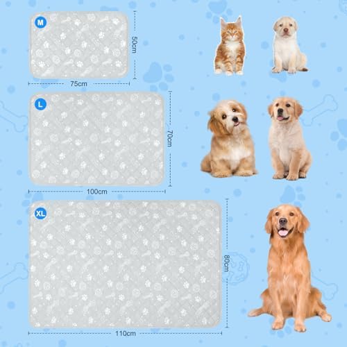 MH MYLUNE HOME Dog Cooling Mat Self-Cooling Pet Pad Non-Slip Absorbent Portable for Dogs Cats XL 110x80cm